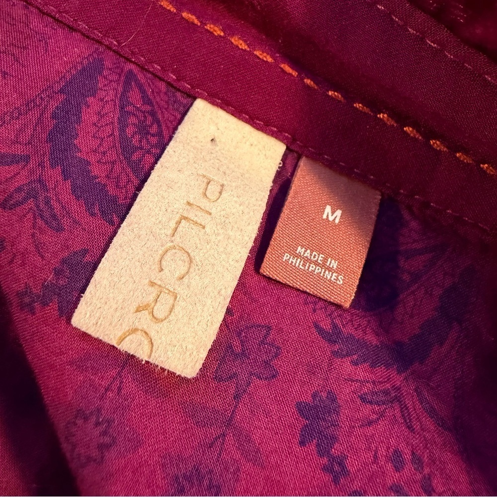 Pilcro ‘Relaxed Fit Velvet Button Down Shirt’ in Magenta / Purple Size Medium - Picture 4 of 15